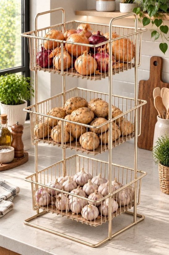 جا پیازی سه طبقه افرا ( کف طبقات تخته چوبی)